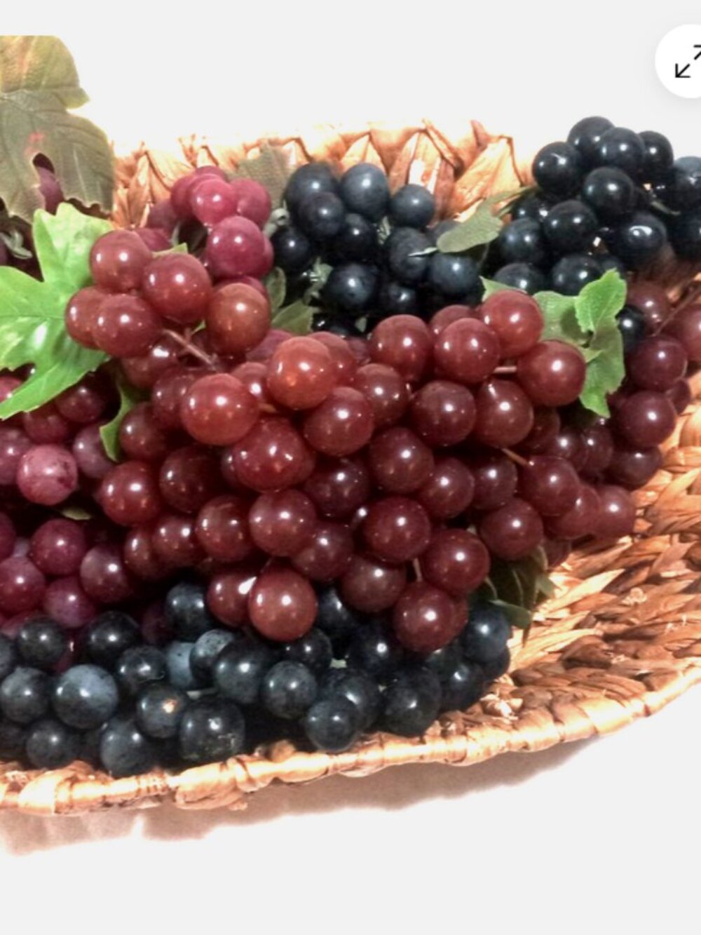 Vintage Rubber Grapes Faux Fruit Retro 60s 70s Decor with Wooden Bowl Tray